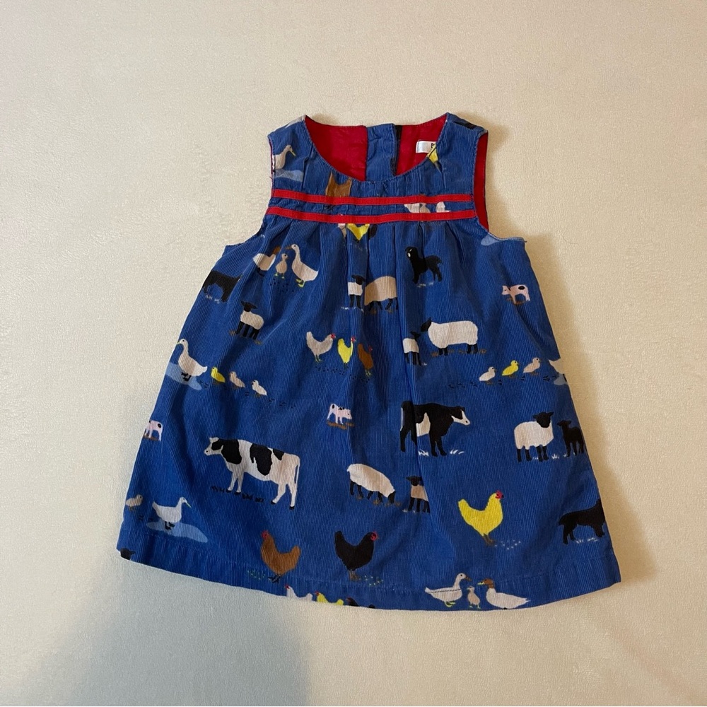 Baby Boden corduroy blue farm pinnie